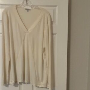 White Birch Cream V-Neck Blouse
